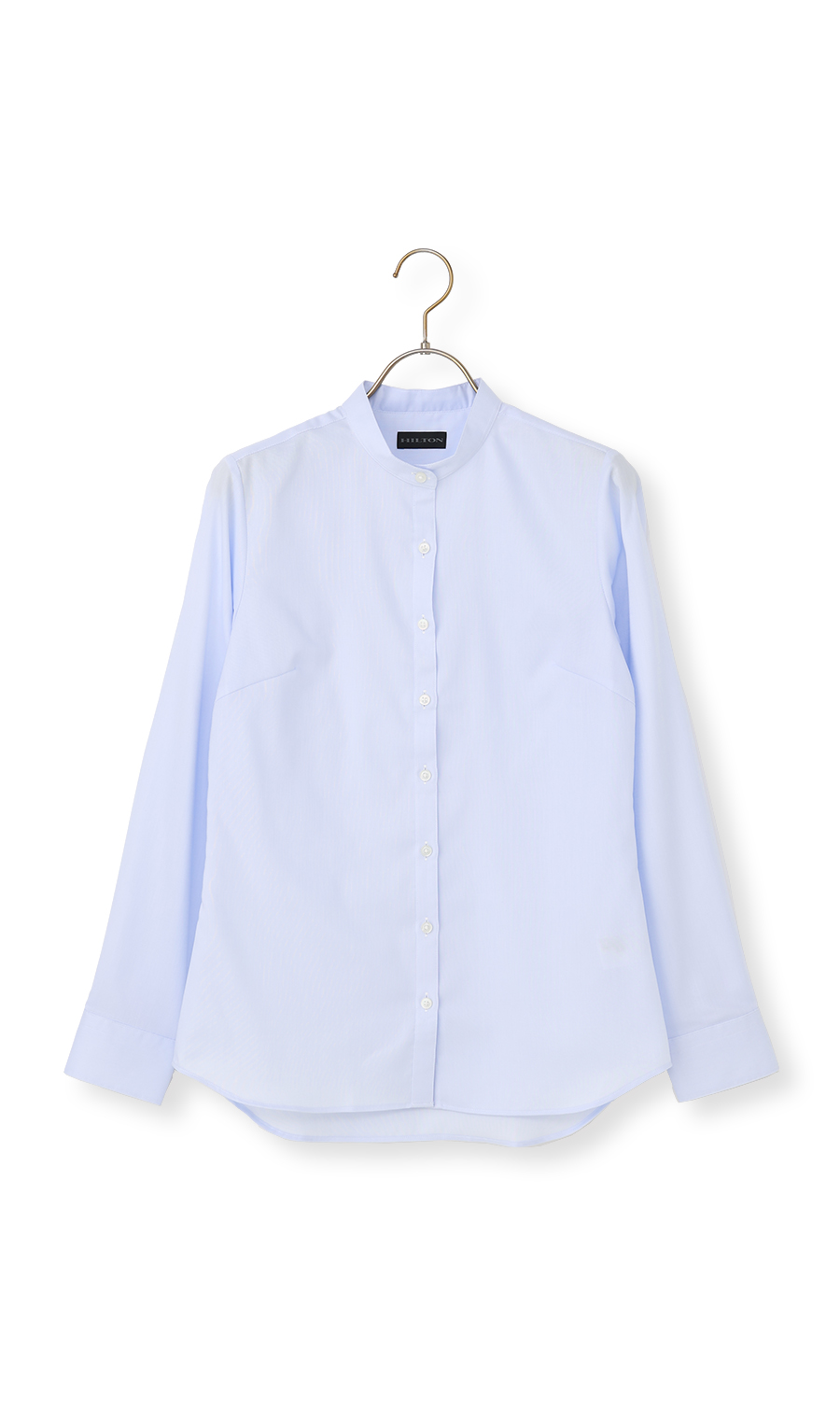 バンドカラー2WAYボウタイブラウス【長袖】【スーピマコットン】 サックス 07