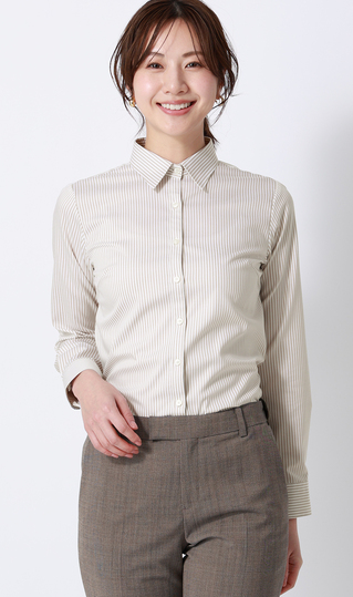 レギュラーカラーブラウス【長袖】【スーピマコットン】