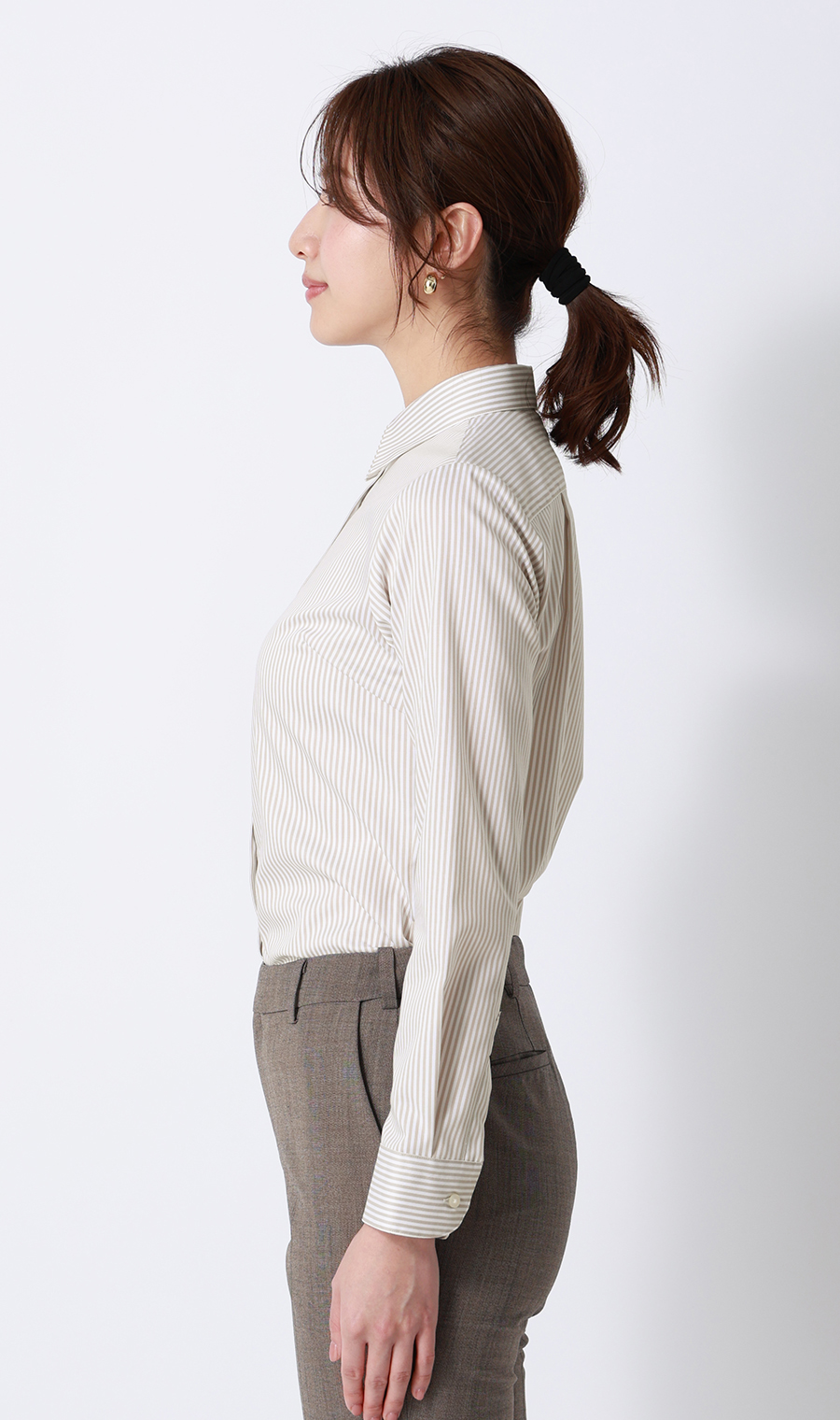 レギュラーカラーブラウス【長袖】【スーピマコットン】 ベージュ 07