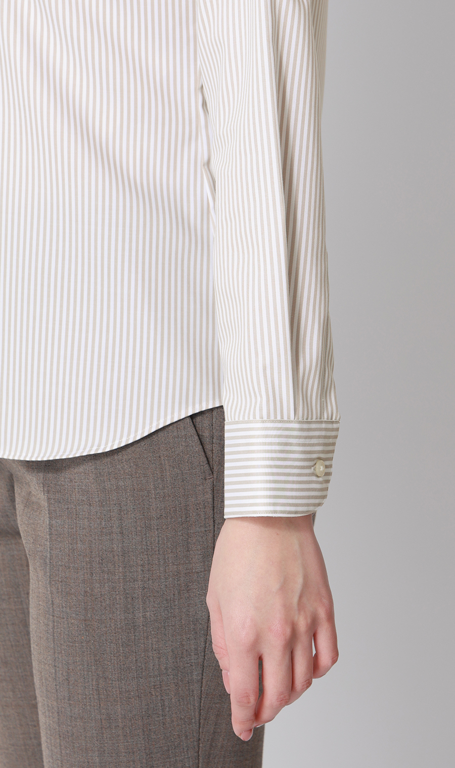 レギュラーカラーブラウス【長袖】【スーピマコットン】 ベージュ 07