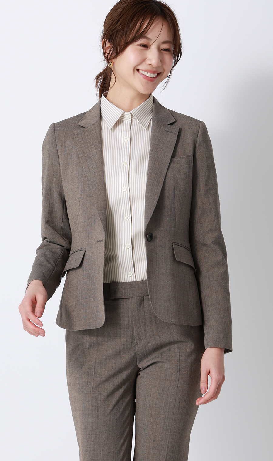 レギュラーカラーブラウス【長袖】【スーピマコットン】 ベージュ 07