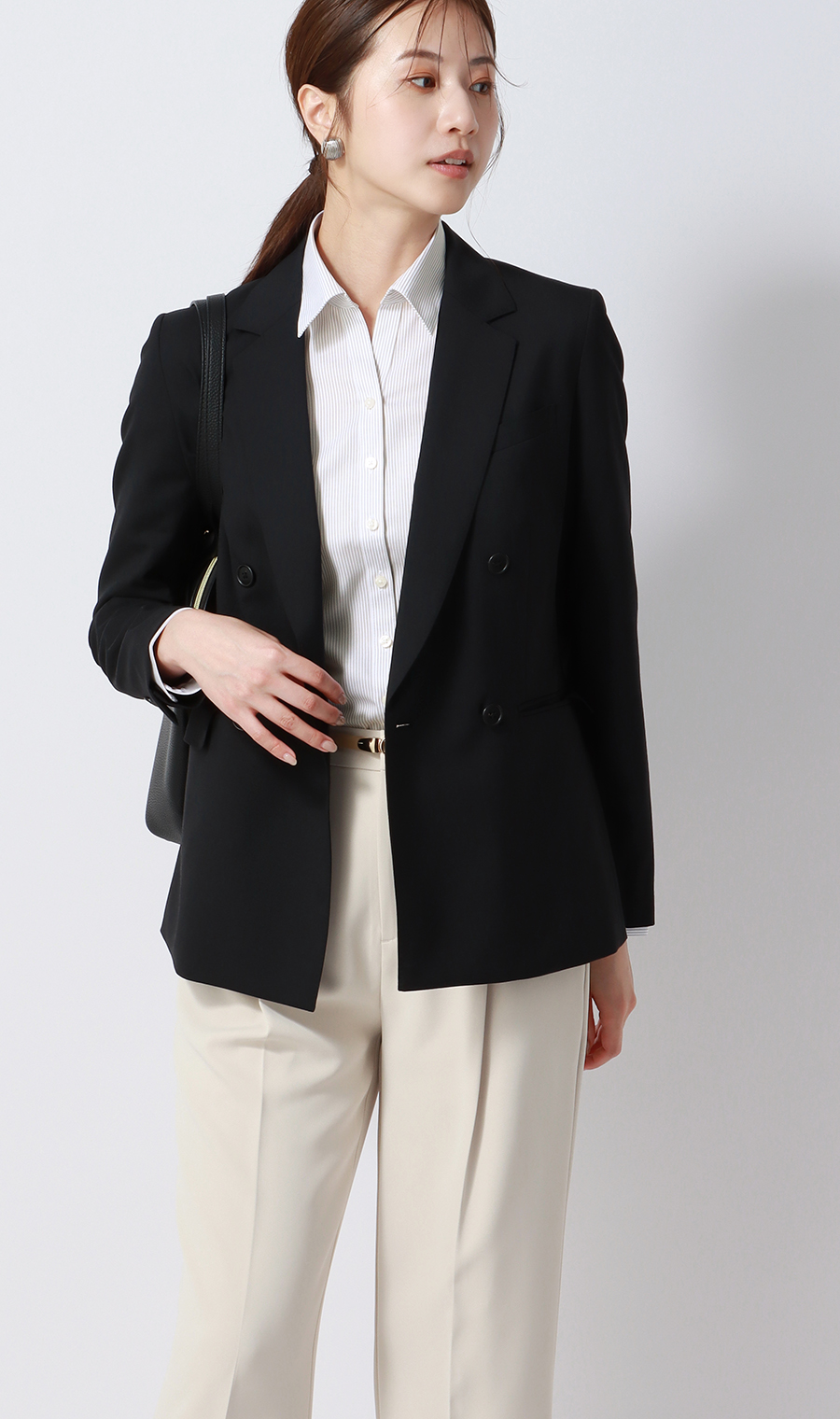 スキッパーカラーブラウス【長袖】【NON IRONMAX】 グレー 05