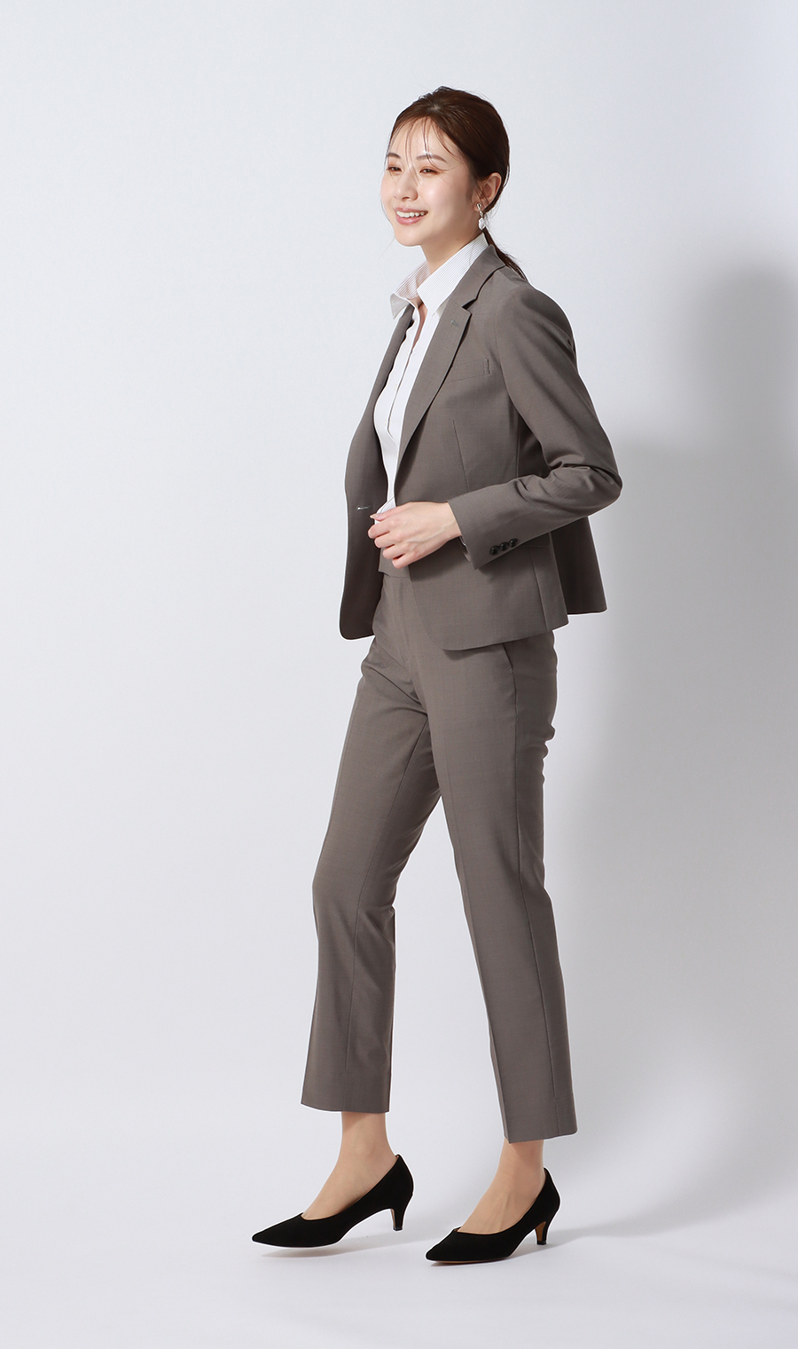 スキッパーカラーブラウス【長袖】【NON IRONMAX】 グレー 05