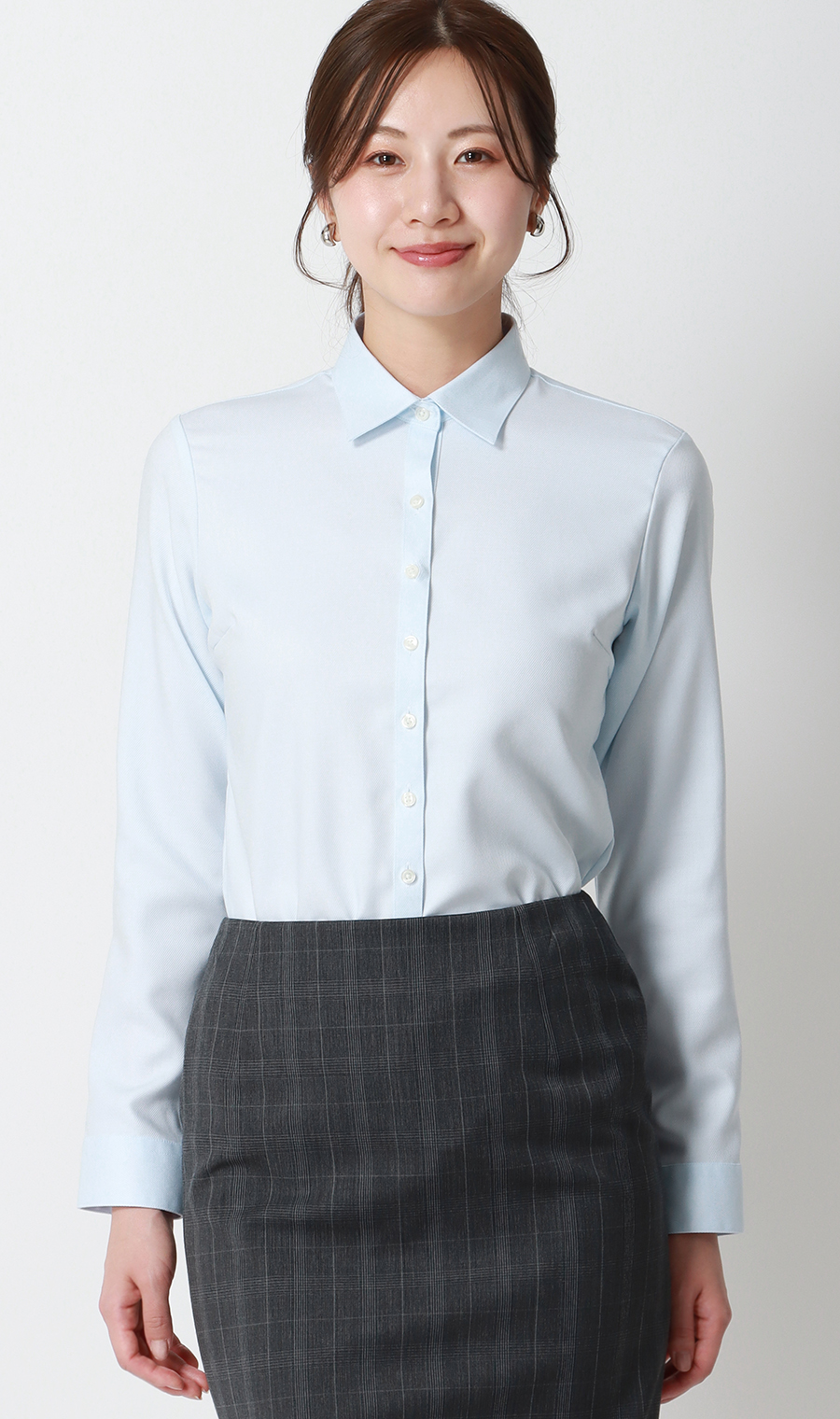 レギュラーカラーブラウス【長袖】【NON IRONMAX】 サックス 07