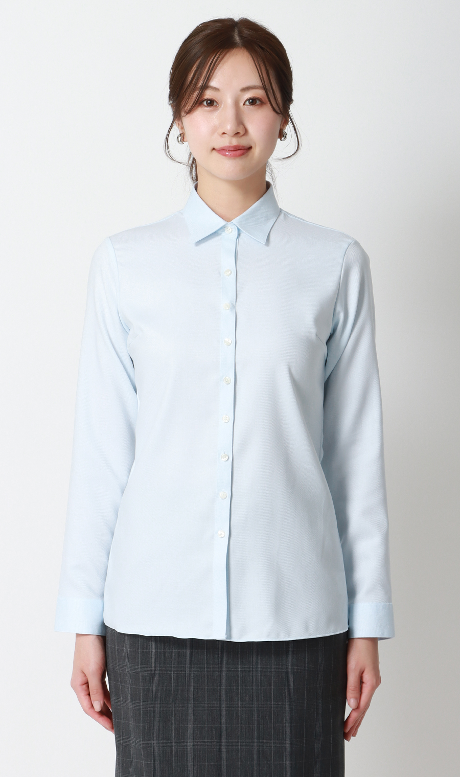 レギュラーカラーブラウス【長袖】【NON IRONMAX】 サックス 07