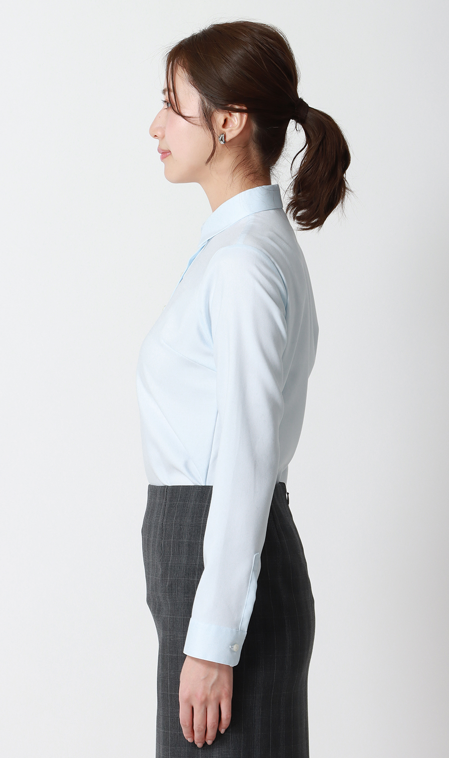 レギュラーカラーブラウス【長袖】【NON IRONMAX】 サックス 07