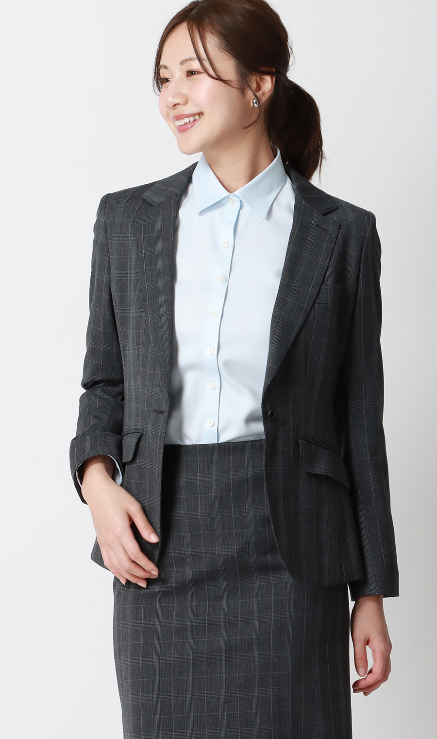 レギュラーカラーブラウス【長袖】【NON IRONMAX】 サックス 07