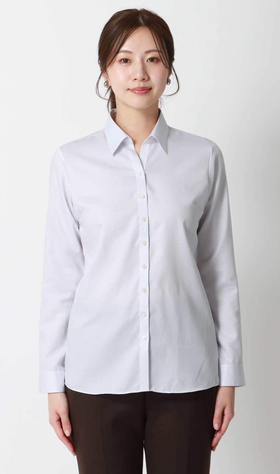 スキッパーカラーブラウス【長袖】【NON IRONMAX】 ライトグレー 07