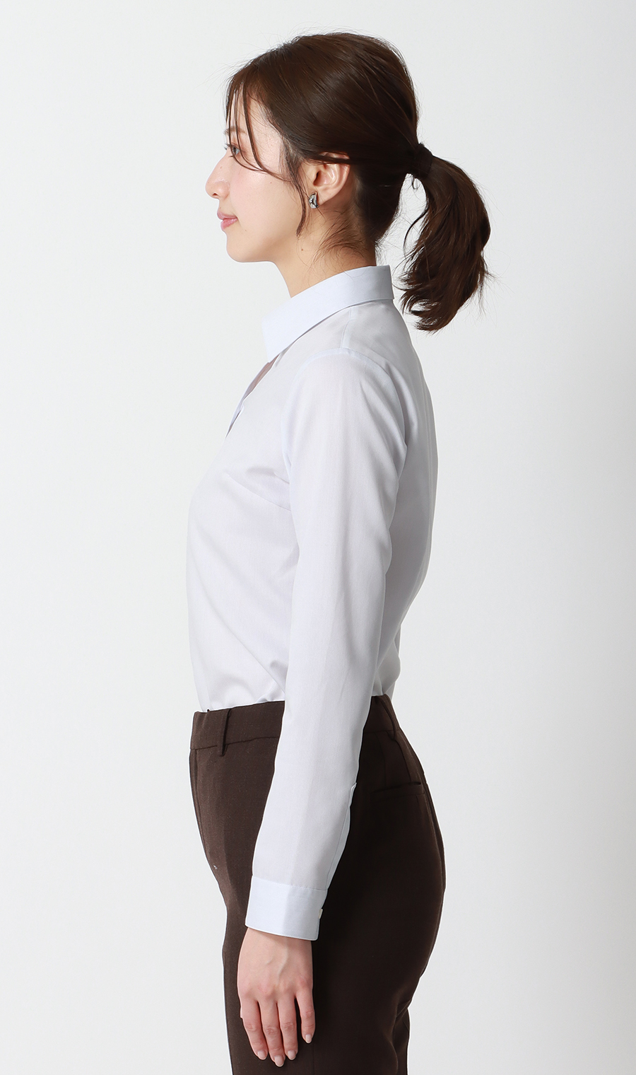 スキッパーカラーブラウス【長袖】【NON IRONMAX】 ライトグレー 07