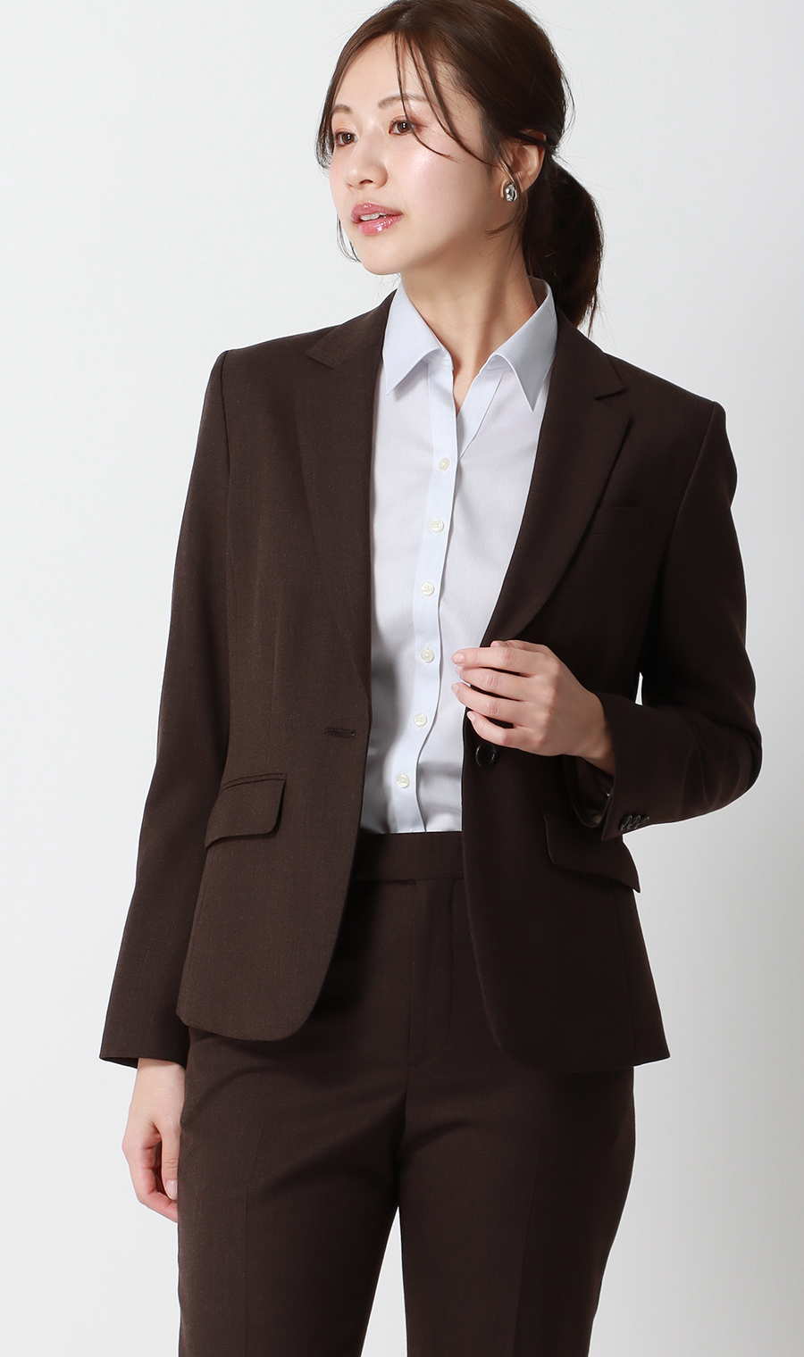 スキッパーカラーブラウス【長袖】【NON IRONMAX】 ライトグレー 07