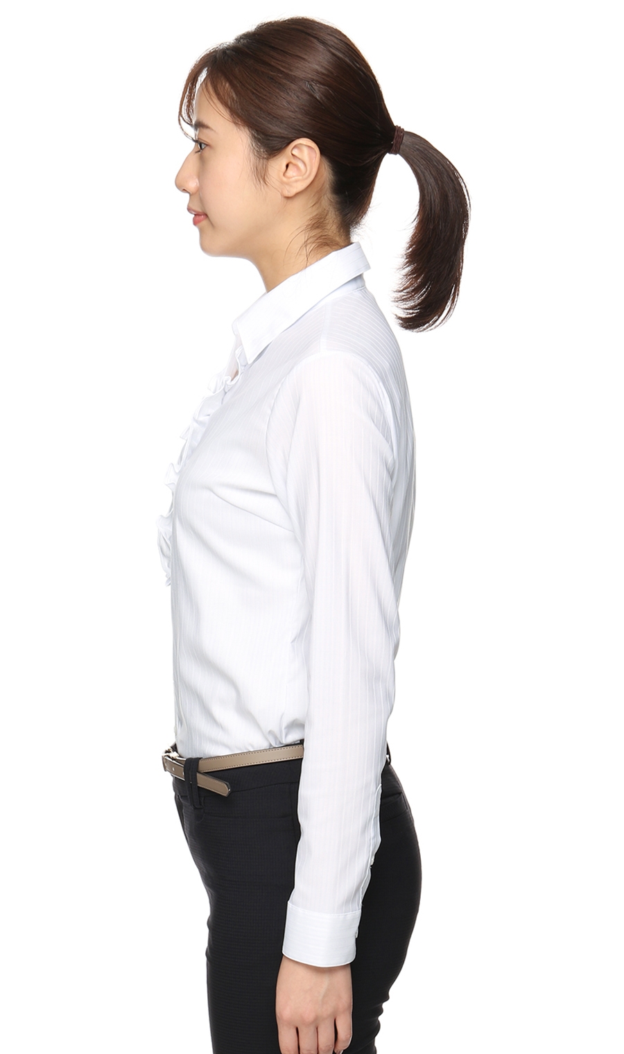 スキッパーカラーフリルブラウス《長袖》 ブルー 05