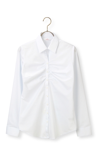 スキッパーカラーギャザーブラウス【クイーン】【長袖】