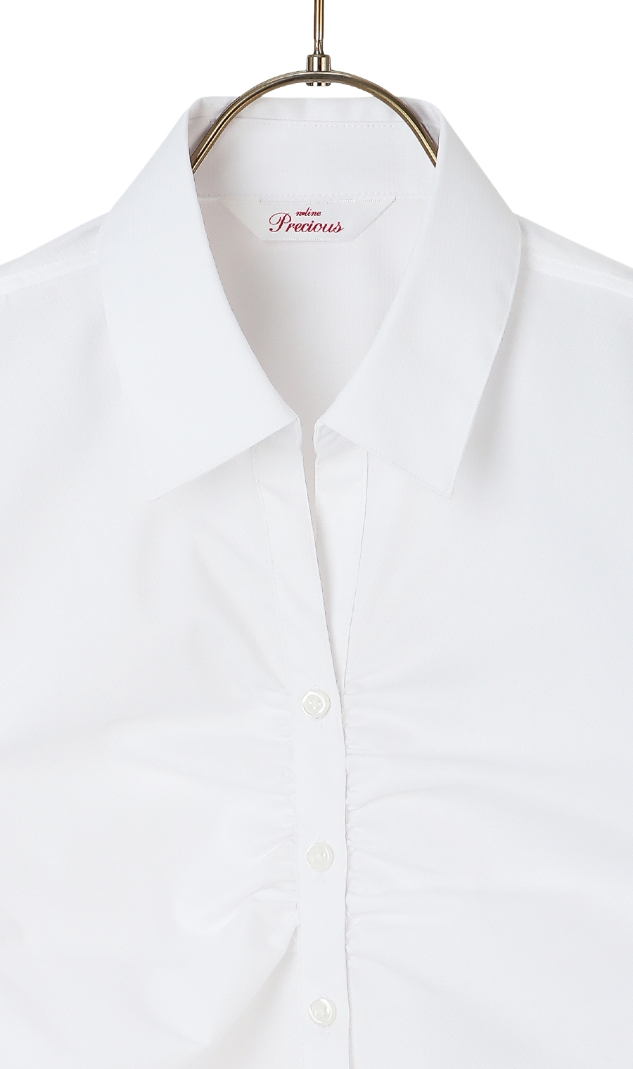 スキッパーカラーギャザーブラウス【クイーン】【長袖】 ホワイト 23