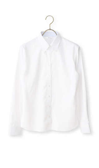 透けないブラウス【長袖】【レギュラーカラー】【＃すご】【着丈長め】