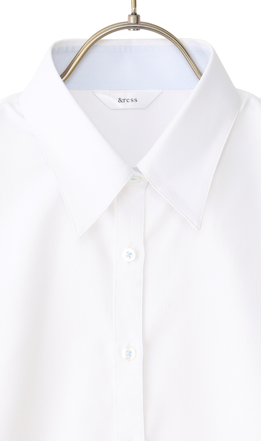 透けないブラウス【長袖】【レギュラーカラー】【＃すご】【着丈長め】 ホワイト 5