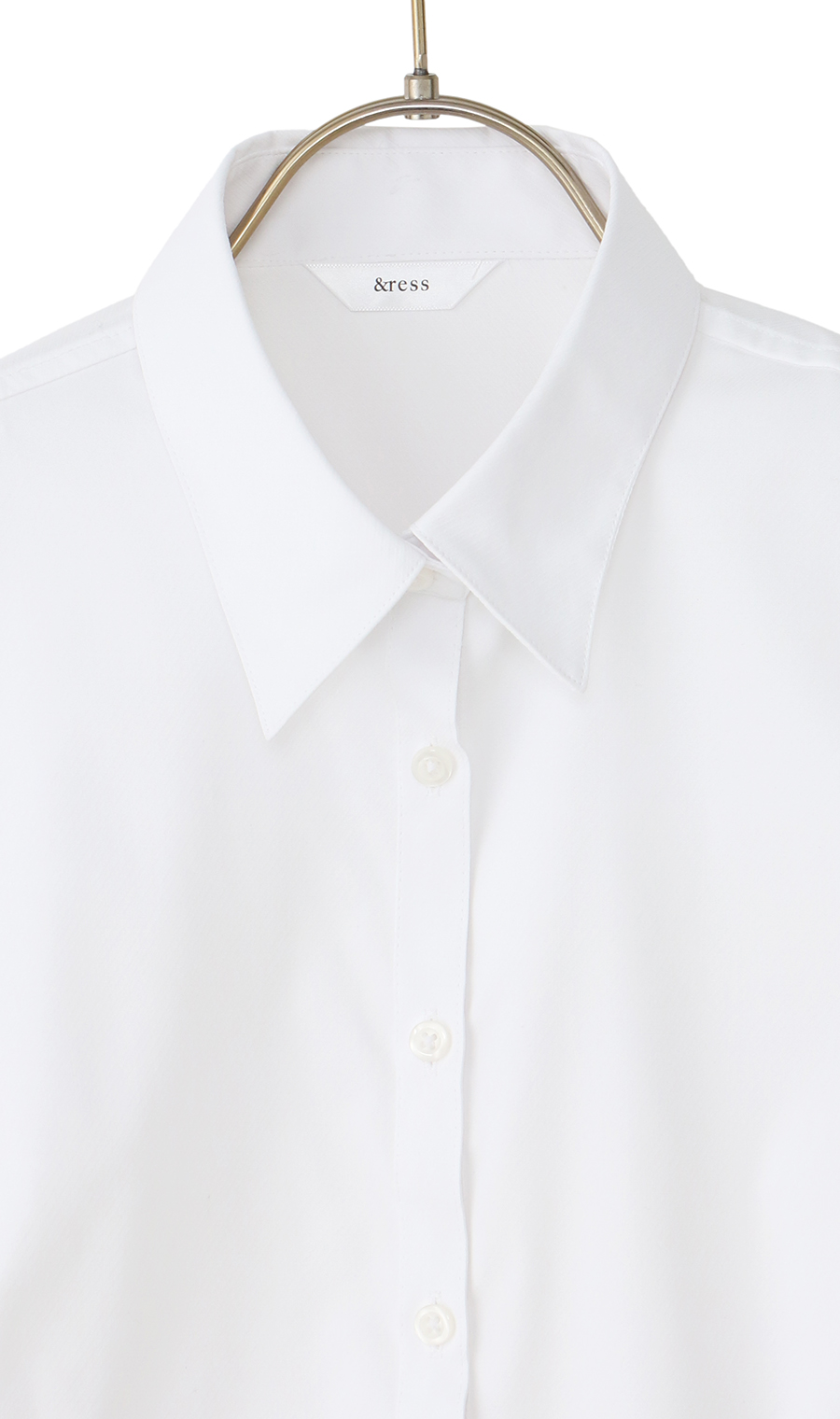 透けないブラウス【長袖】【レギュラーカラー】【＃すご】【身丈長め】 ホワイト 05