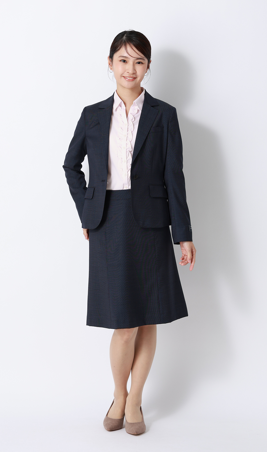 スキッパーカラーフリルブラウス【長袖】 ピンク 05