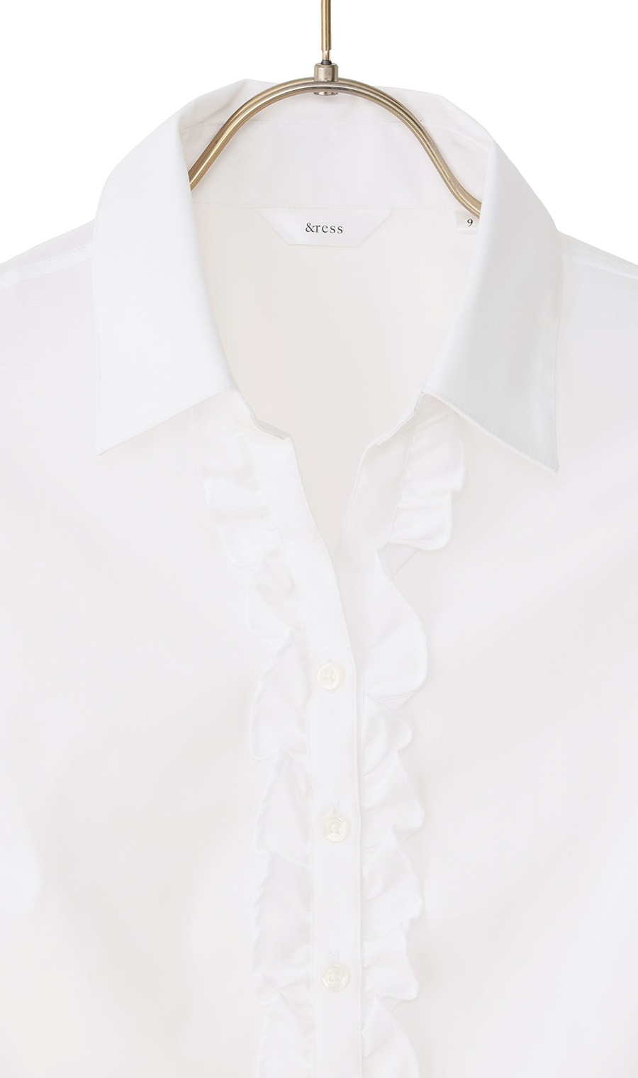 スキッパーカラーフリルブラウス【クイーン】【長袖】 ホワイト 23