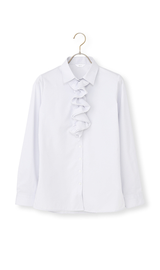 スキッパーカラーラッフルフリル・リボンブラウス【長袖】【3WAY】