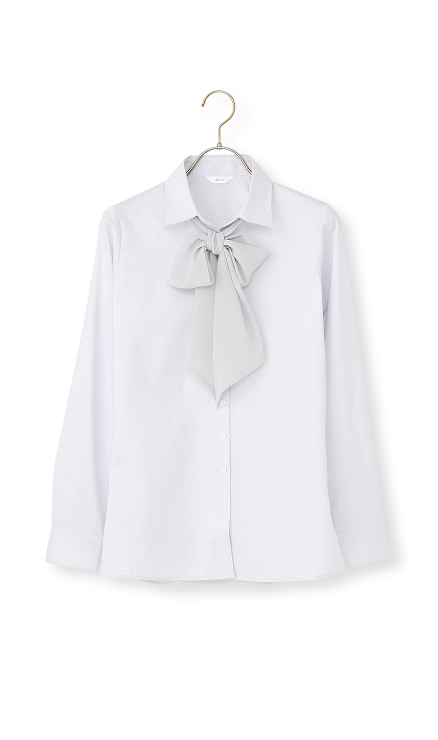 スキッパーカラーラッフルフリル・リボンブラウス【長袖】【3WAY】 ライトグレー 7