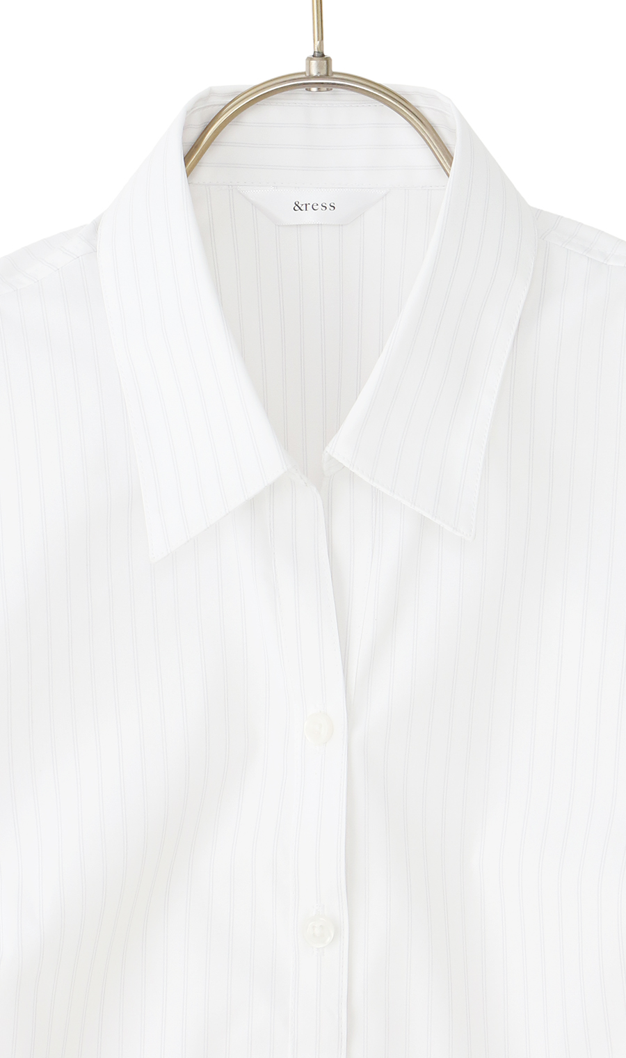 透けないブラウス【長袖】【スキッパーカラー】【#すご】【身丈長め】 グレー 07