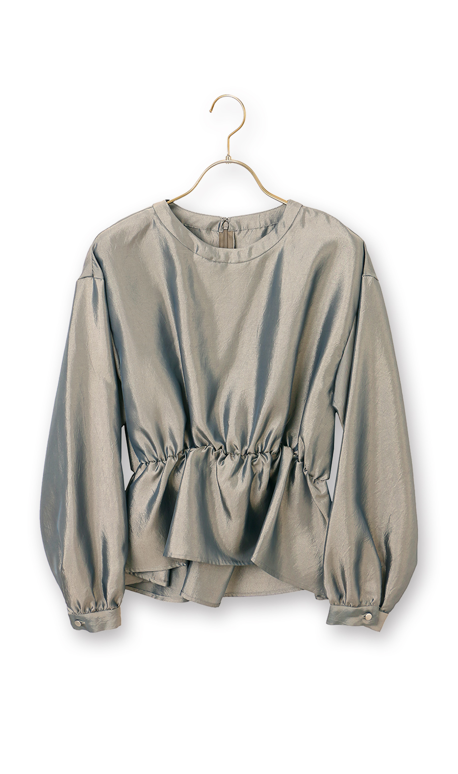 ウエストギャザーシャンブレーブラウス【WEB限定】 カーキ M