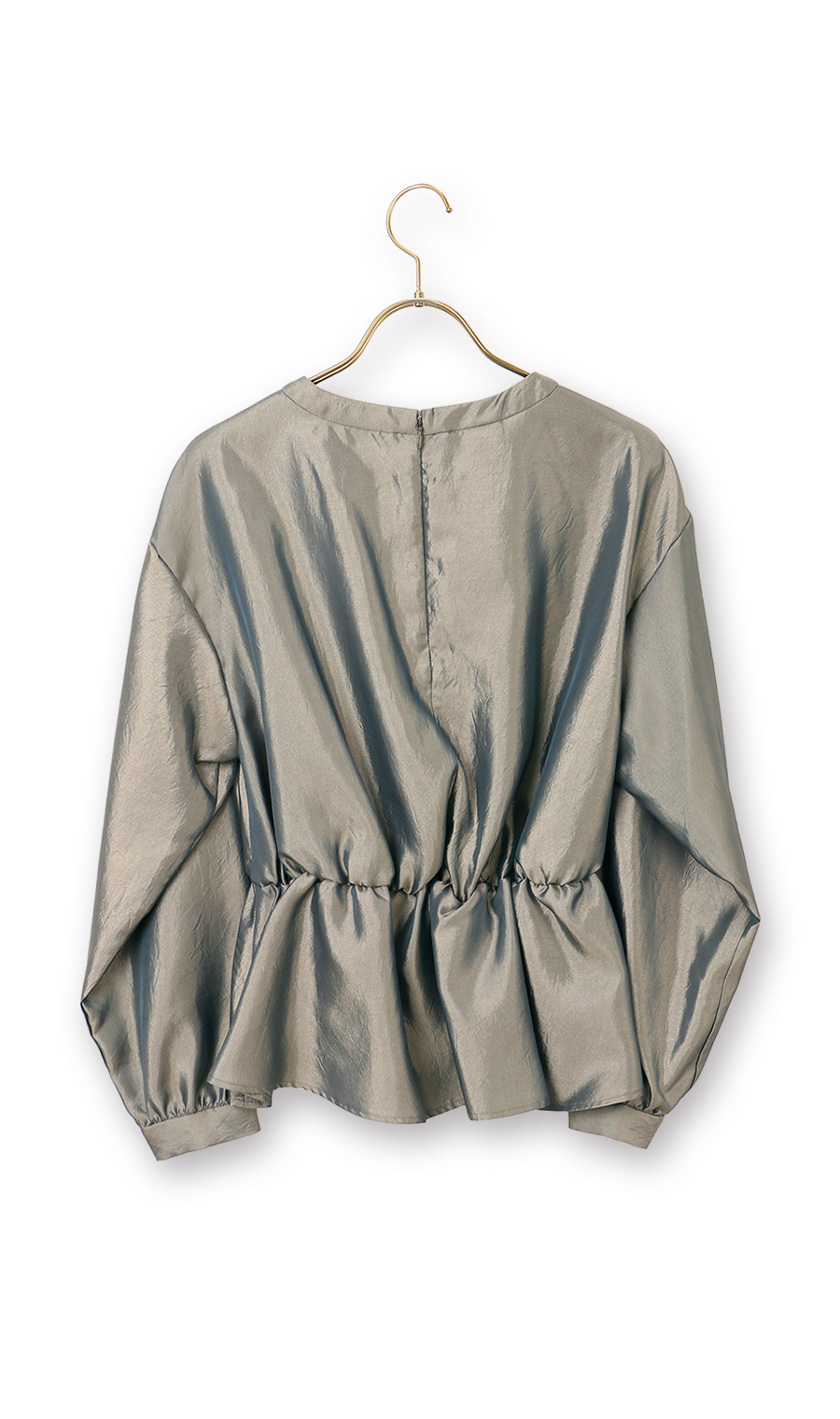 ウエストギャザーシャンブレーブラウス【WEB限定】 カーキ M