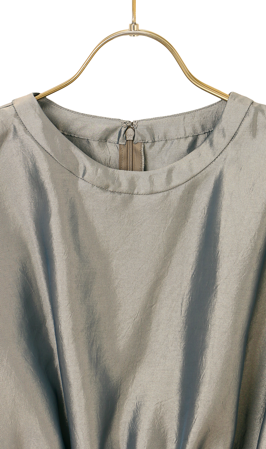 ウエストギャザーシャンブレーブラウス【WEB限定】 カーキ M