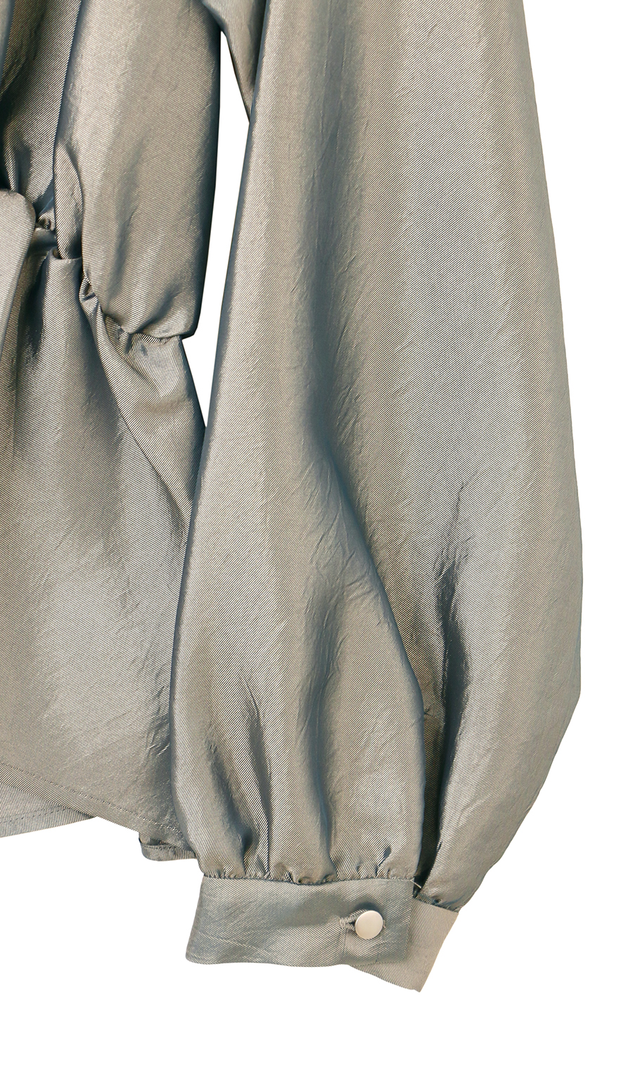 ウエストギャザーシャンブレーブラウス【WEB限定】 カーキ M