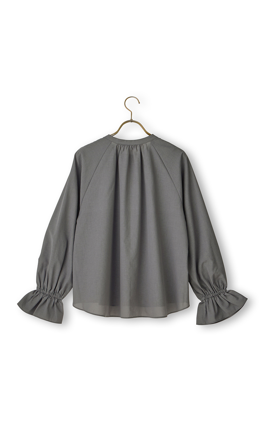 シアーブラウス【長袖】 グレー S