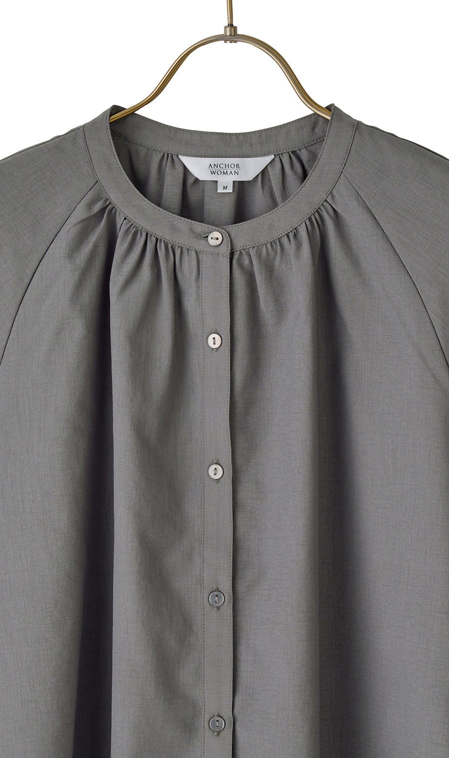 シアーブラウス【長袖】 グレー S