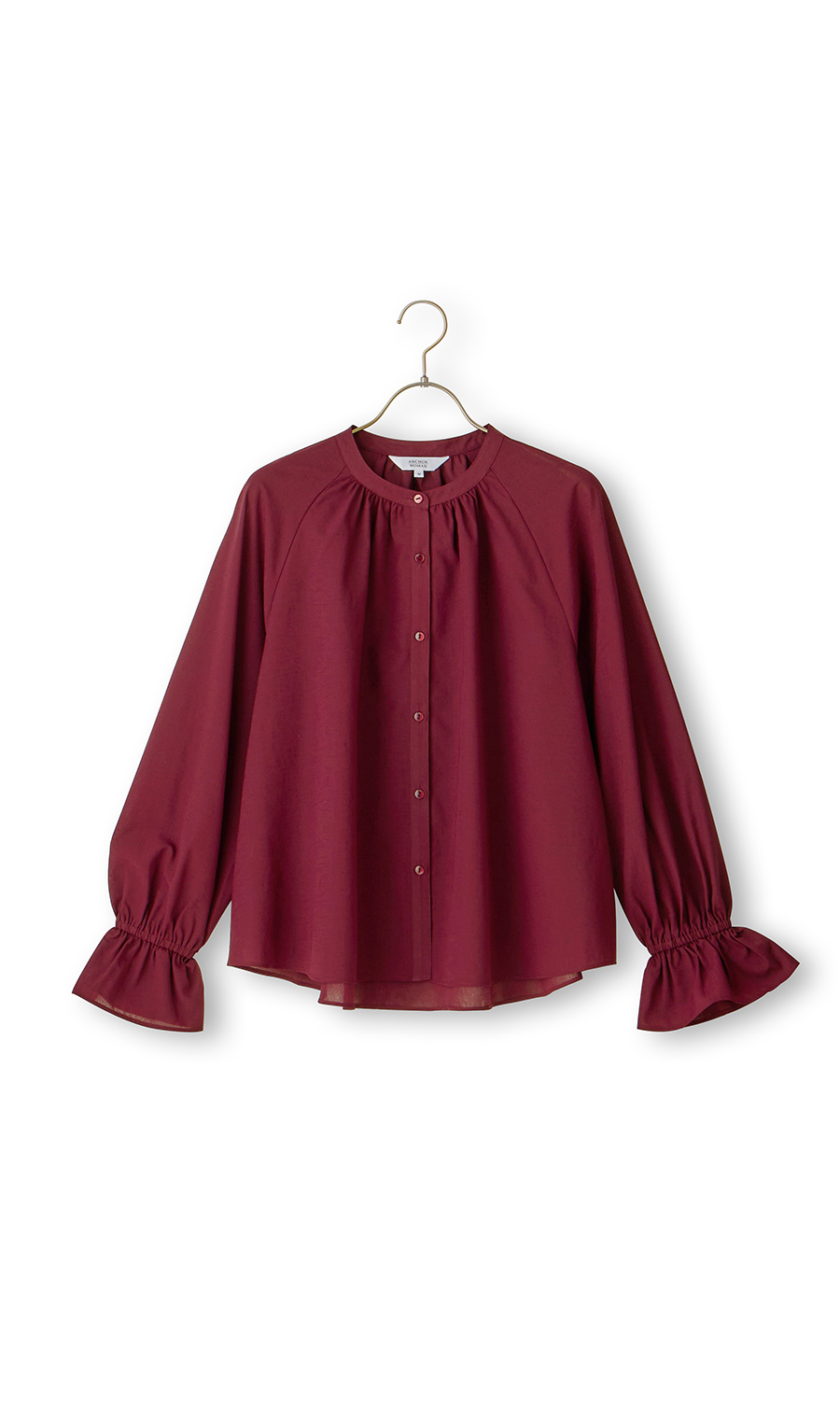 シアーブラウス【長袖】 ワイン S