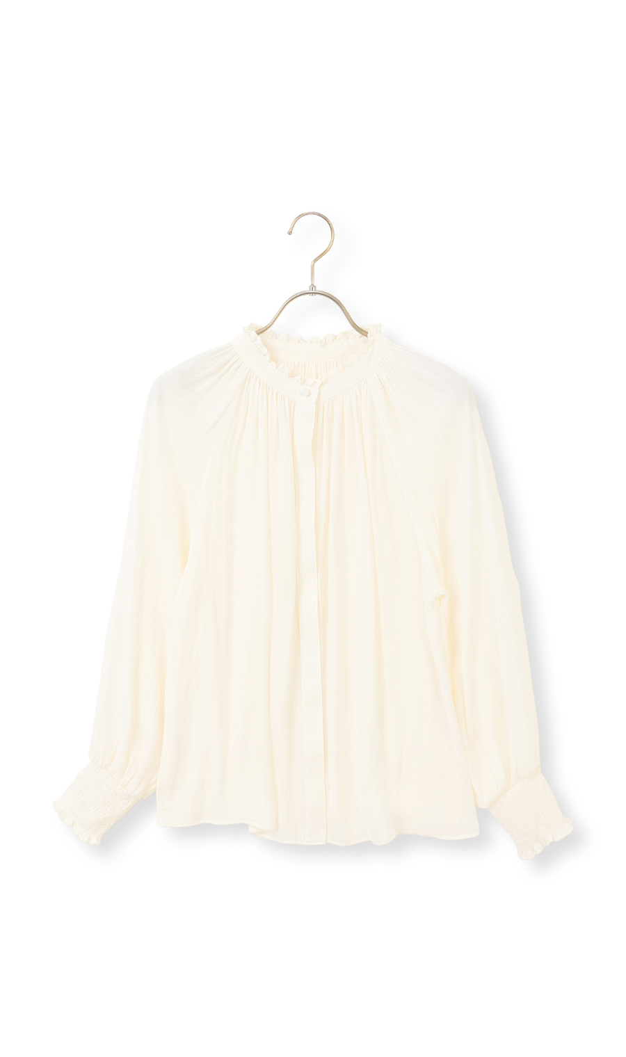 フリル襟ブラウス【前後2WAY】【長袖】 クリーム S