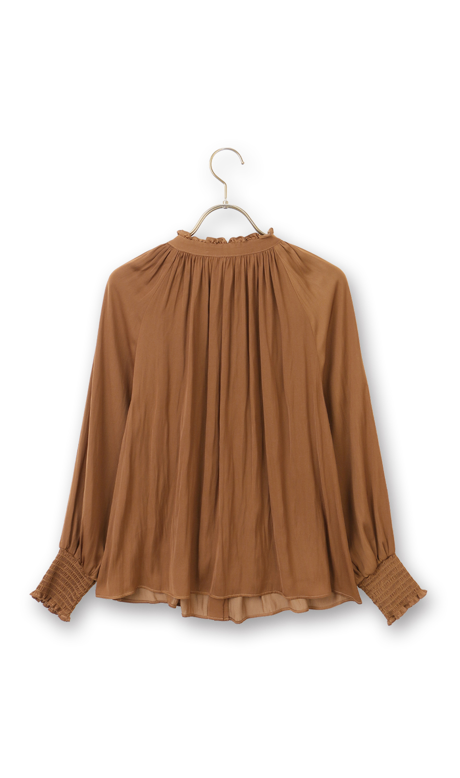 フリル襟ブラウス【前後2WAY】【長袖】 ブラウン S