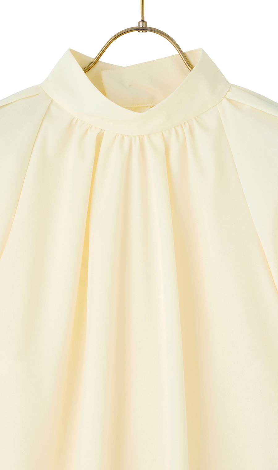 ハイネックギャザーブラウス【長袖】 クリーム M