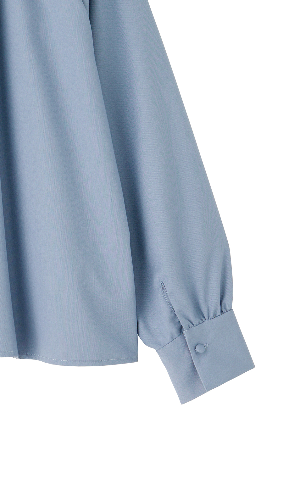 ハイネックギャザーブラウス【長袖】 ブルー M