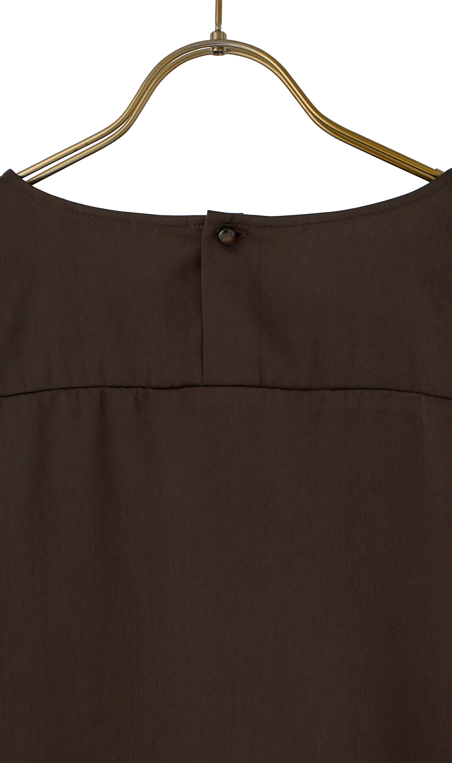 サテンバルーンスリーブブラウス【5分袖】 ブラウン M