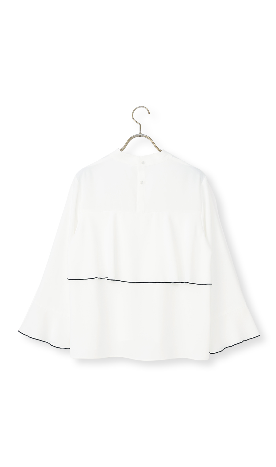 ハイネックバックコンシャスブラウス【長袖】 ホワイト M