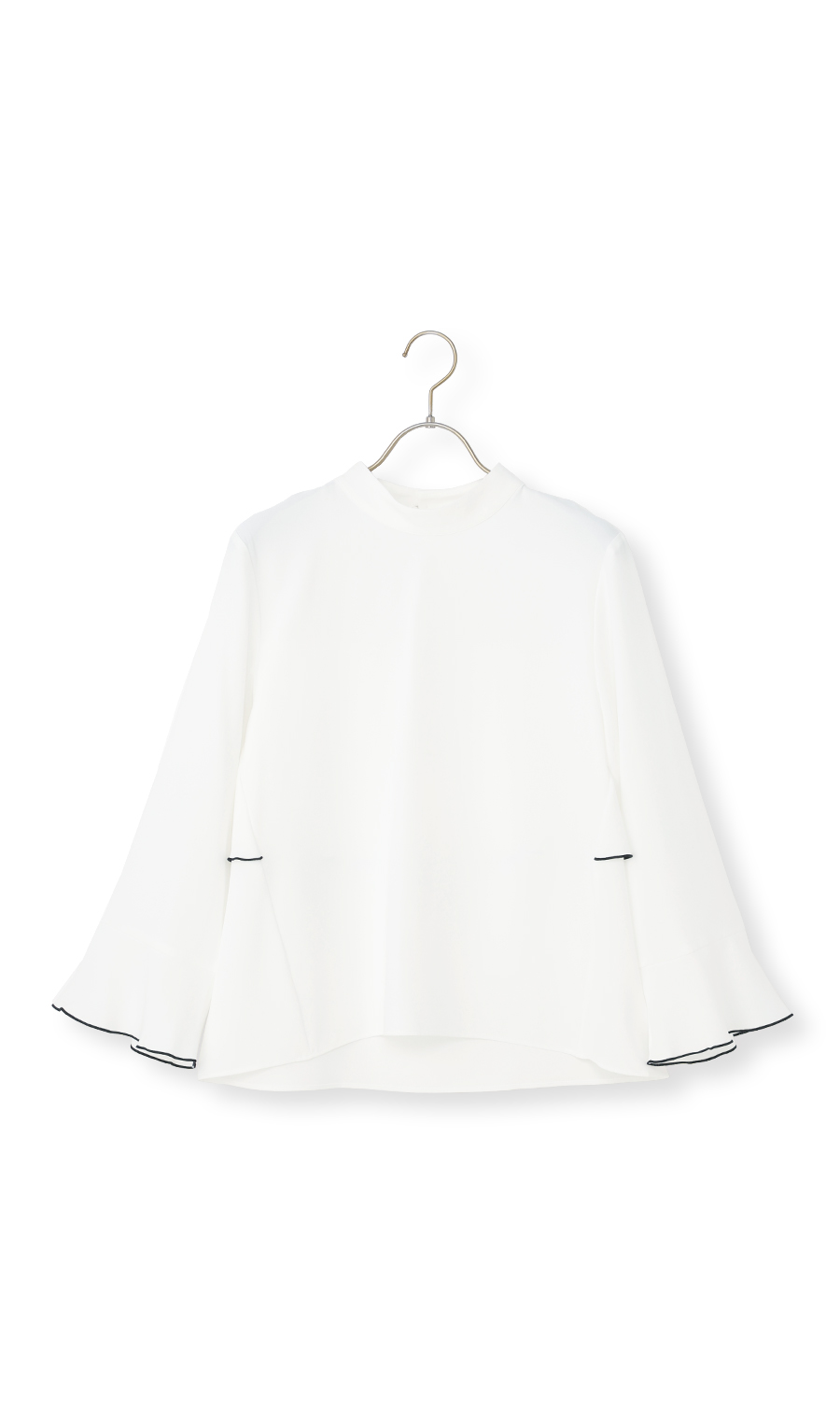 ハイネックバックコンシャスブラウス【長袖】 ホワイト L