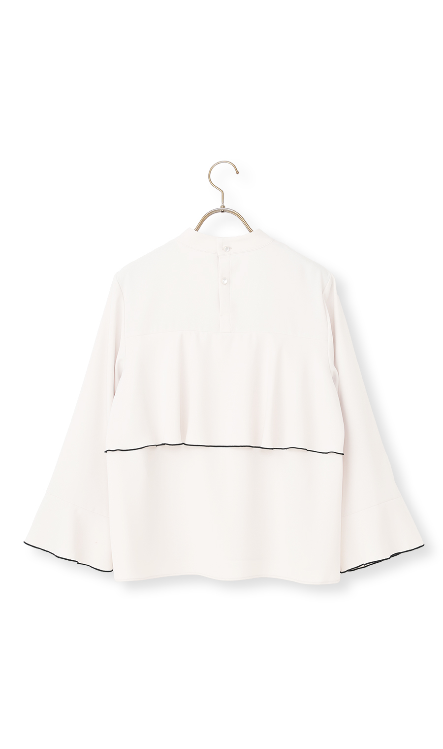 ハイネックバックコンシャスブラウス【長袖】 ベージュ M