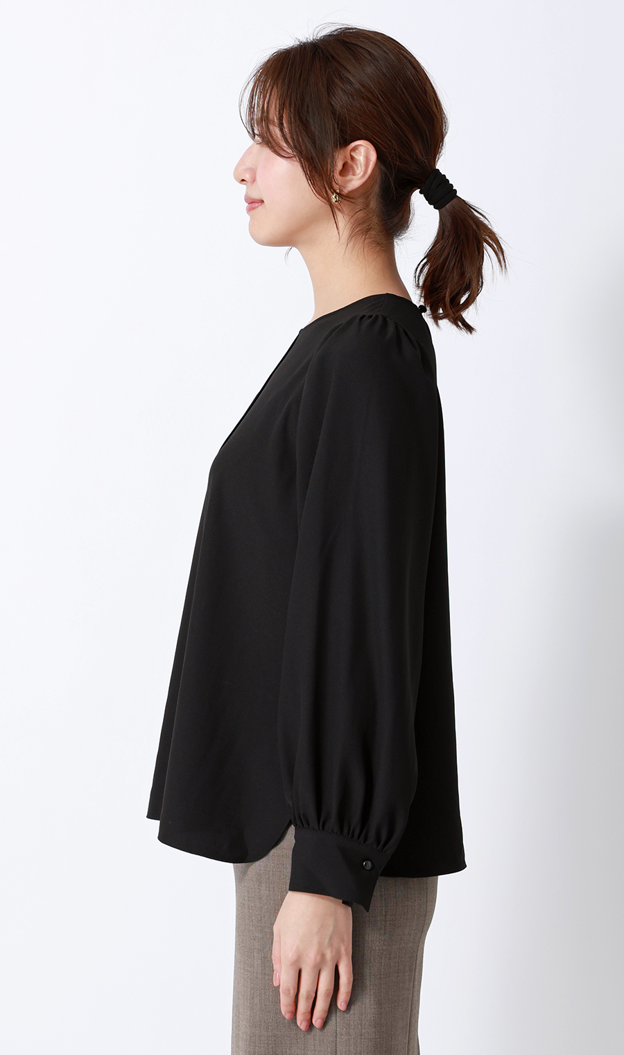 ボリュームスリーブブラウス【長袖】 ブラック S