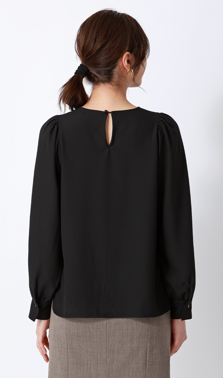 ボリュームスリーブブラウス【長袖】 ブラック S