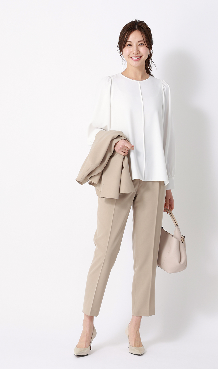 ボリュームスリーブブラウス【長袖】 ホワイト S