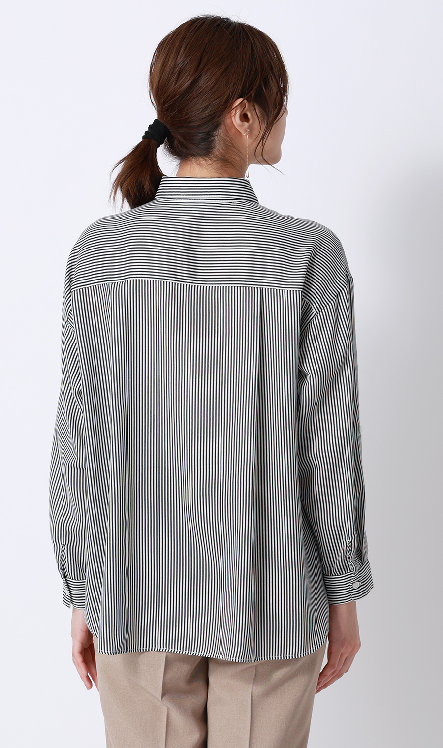 ロンドンストライプシャツ【長袖】 ブラック M