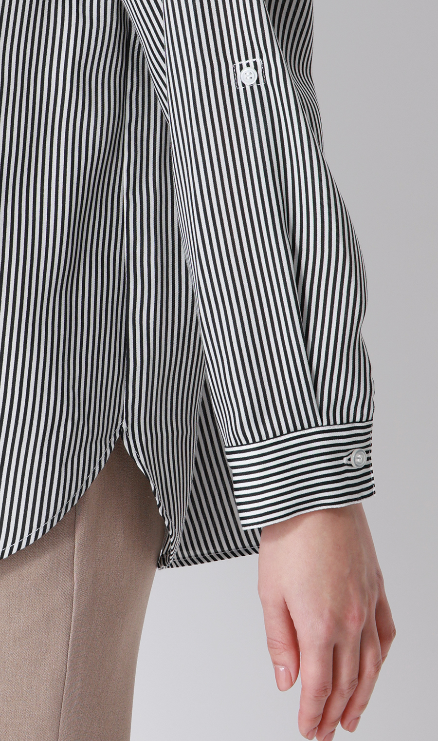 ロンドンストライプシャツ【長袖】 ブラック M