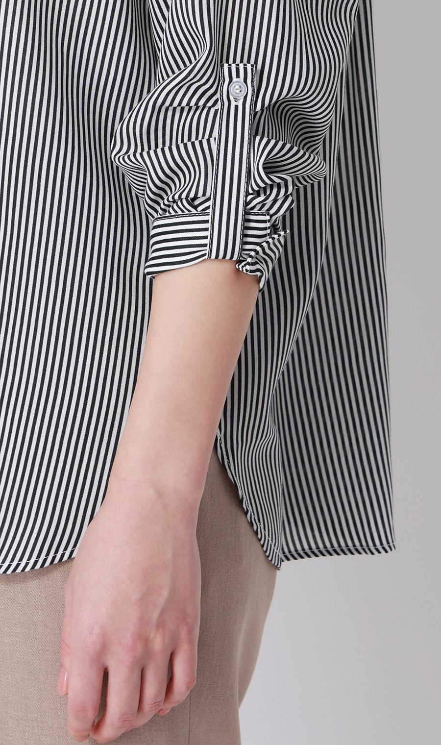 ロンドンストライプシャツ【長袖】 ブラック M