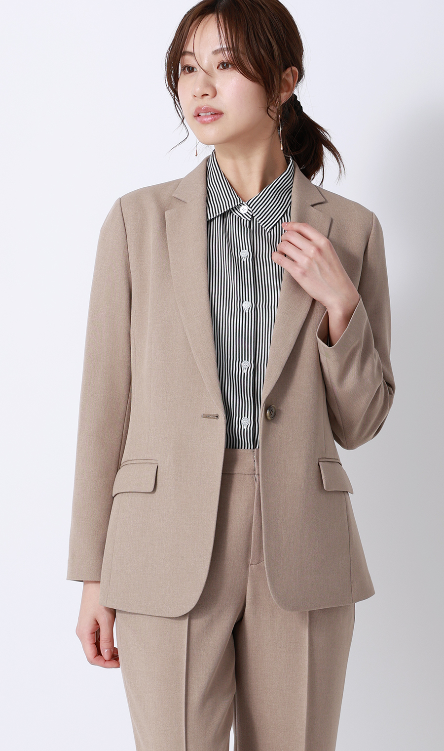 ロンドンストライプシャツ【長袖】 ブラック M