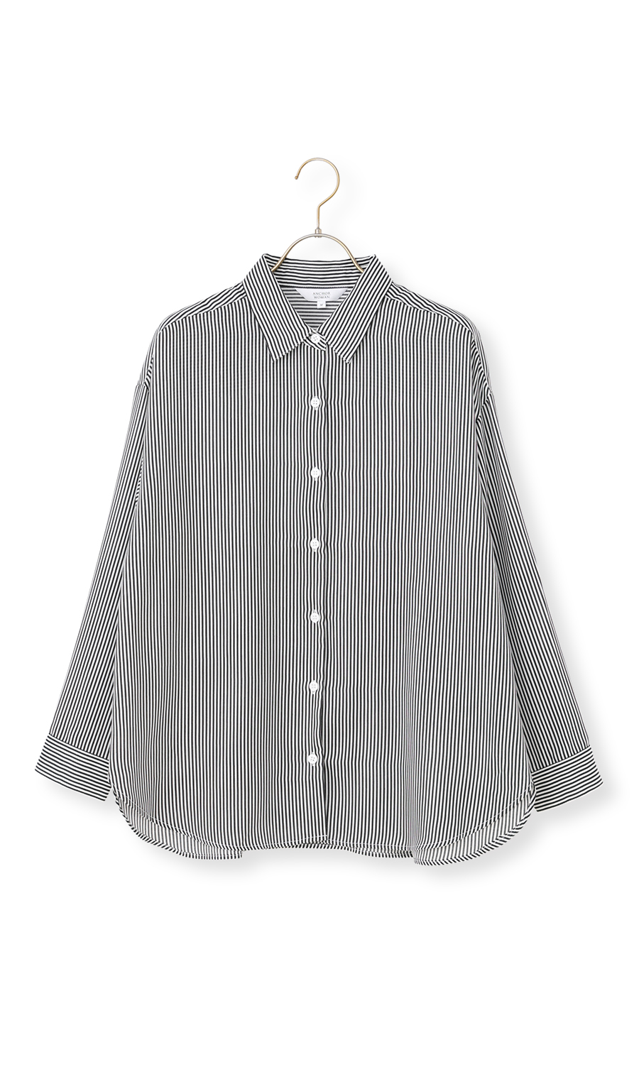 ロンドンストライプシャツ【長袖】 ブラック M