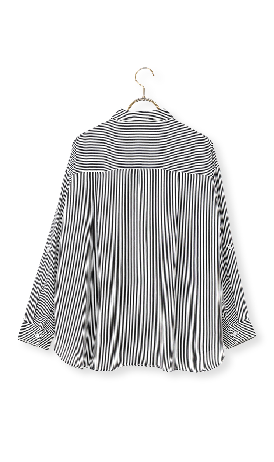 ロンドンストライプシャツ【長袖】 ブラック M