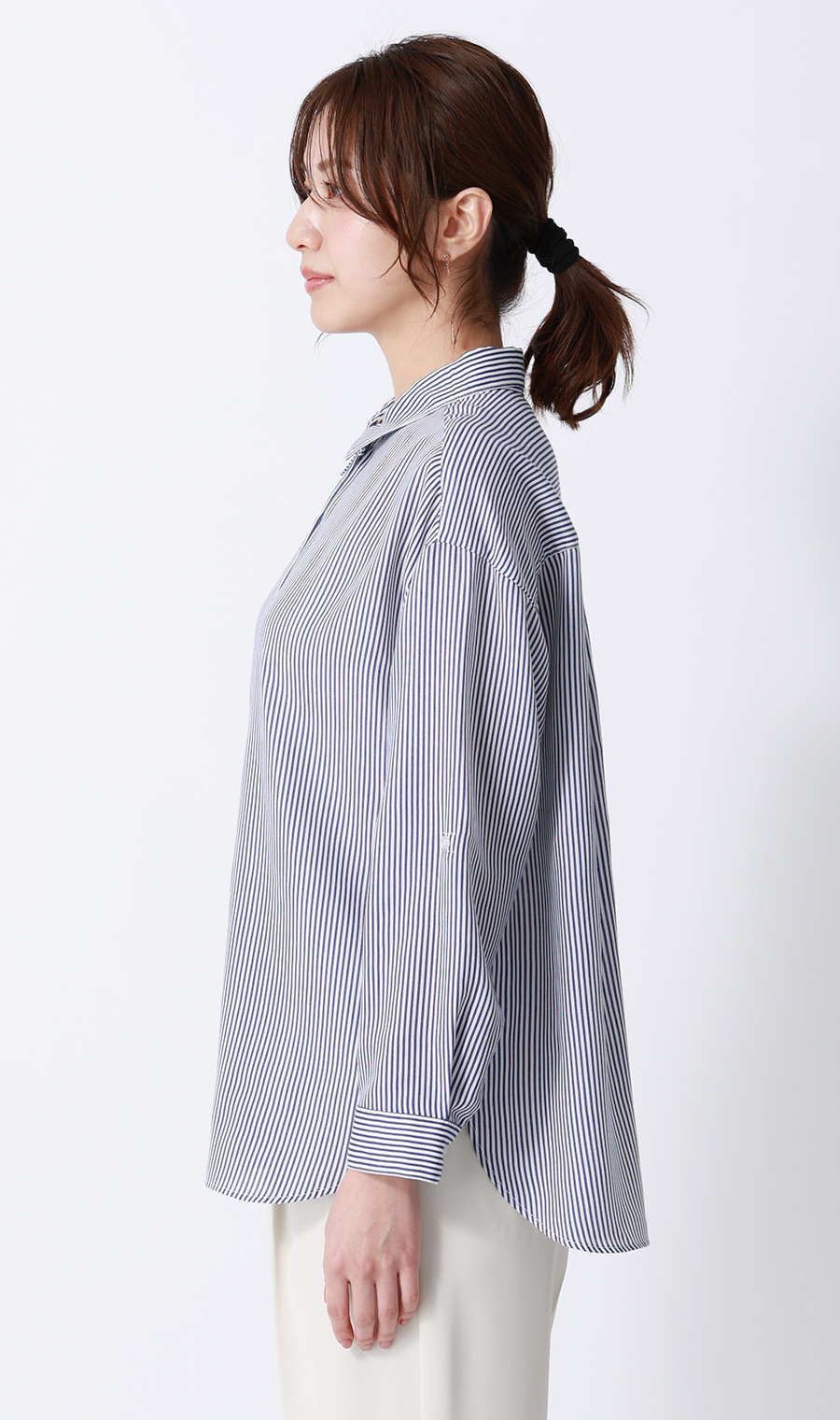 ロンドンストライプシャツ【長袖】 ブルー M